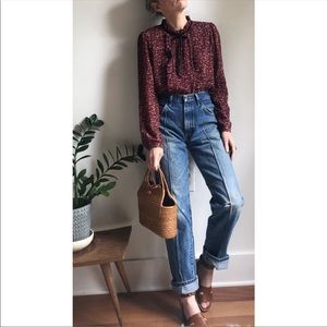 Zara floral high neck prairie blouse top